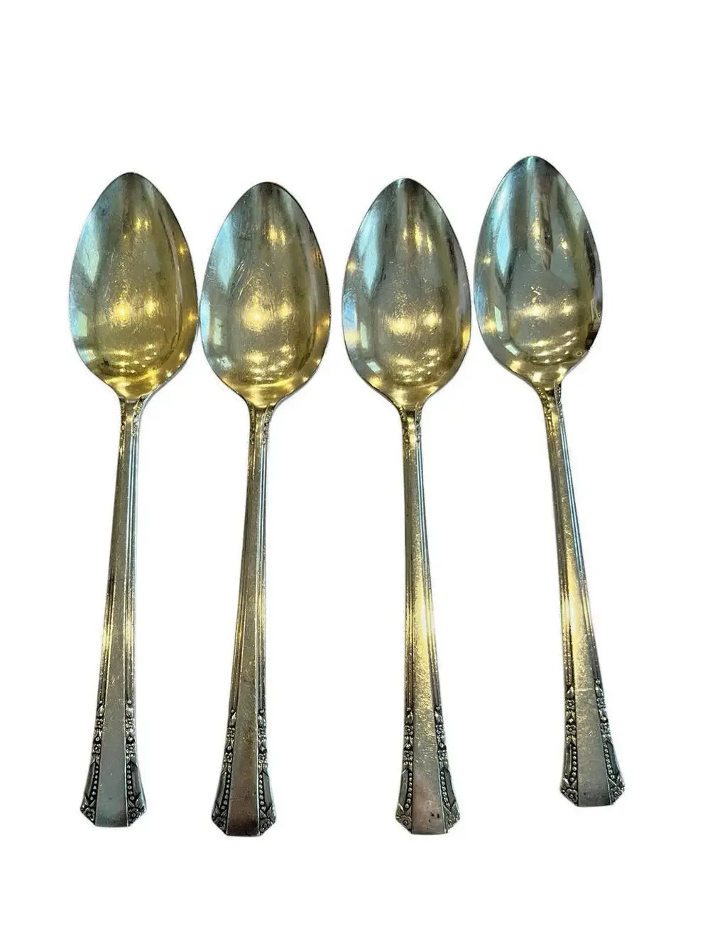 1881 Rogers Del Mar Vintage Silverplate Oneida Silver Oval Soup Spoon 4 Pcs 2412